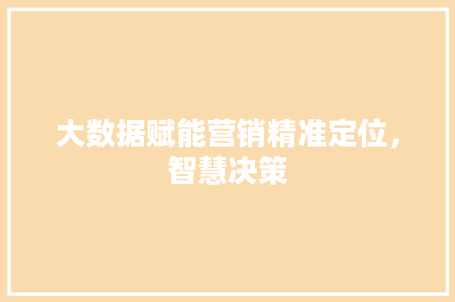 大数据赋能营销精准定位，智慧决策  第1张