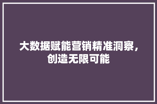 大数据赋能营销精准洞察，创造无限可能  第1张