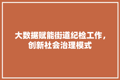 大数据赋能街道纪检工作，创新社会治理模式  第1张