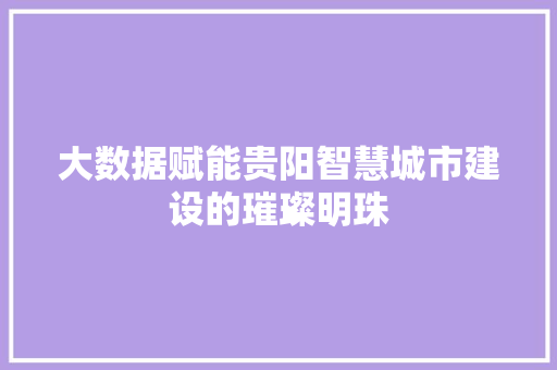大数据赋能贵阳智慧城市建设的璀璨明珠  第1张
