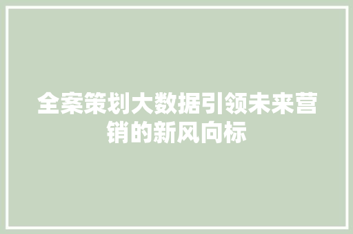 全案策划大数据引领未来营销的新风向标