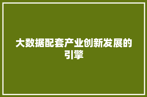 大数据配套产业创新发展的引擎  第1张