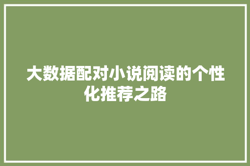 大数据配对小说阅读的个性化推荐之路