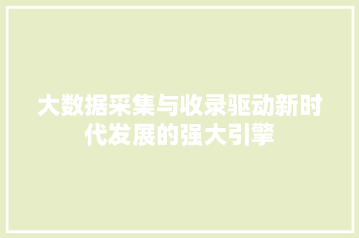 大数据采集与收录驱动新时代发展的强大引擎  第1张