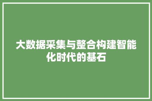大数据采集与整合构建智能化时代的基石  第1张