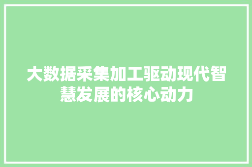 大数据采集加工驱动现代智慧发展的核心动力  第1张