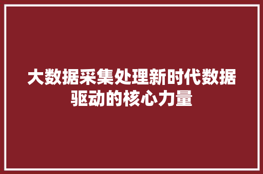 大数据采集处理新时代数据驱动的核心力量  第1张