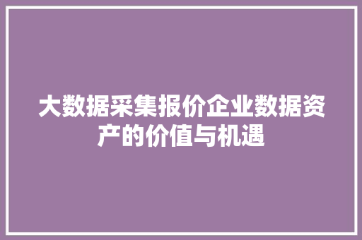 大数据采集报价企业数据资产的价值与机遇  第1张