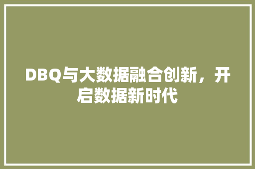 DBQ与大数据融合创新，开启数据新时代