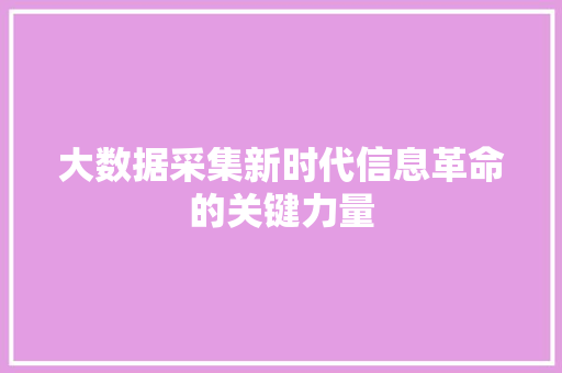 大数据采集新时代信息革命的关键力量