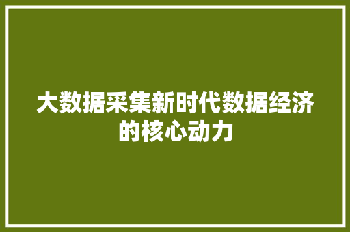大数据采集新时代数据经济的核心动力  第1张