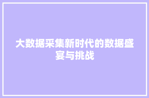大数据采集新时代的数据盛宴与挑战  第1张