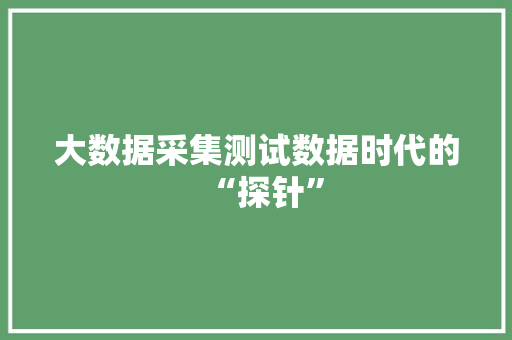 大数据采集测试数据时代的“探针”  第1张