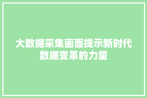 大数据采集画面提示新时代数据变革的力量  第1张