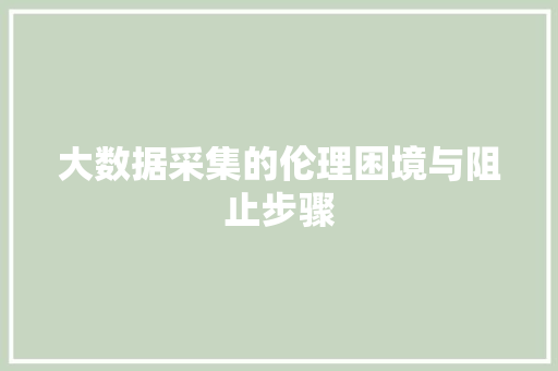 大数据采集的伦理困境与阻止步骤  第1张