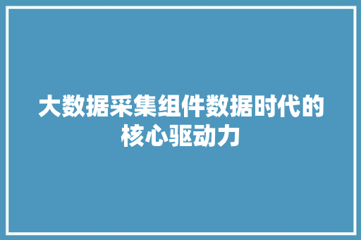 大数据采集组件数据时代的核心驱动力