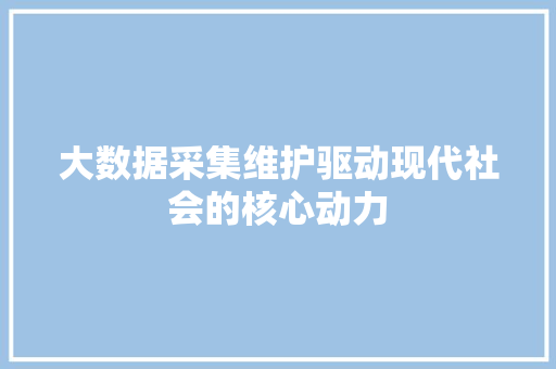 大数据采集维护驱动现代社会的核心动力