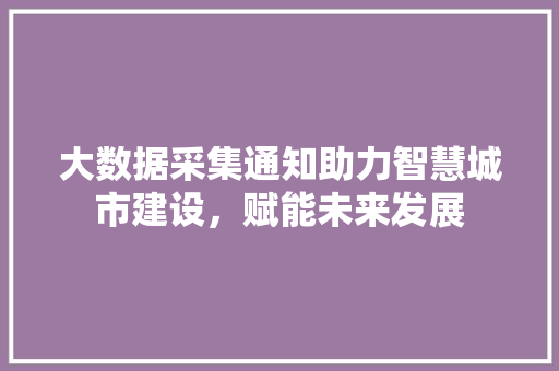大数据采集通知助力智慧城市建设，赋能未来发展  第1张