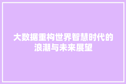大数据重构世界智慧时代的浪潮与未来展望  第1张
