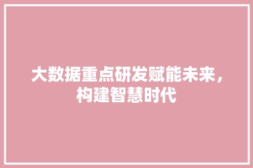 大数据重点研发赋能未来，构建智慧时代  第1张