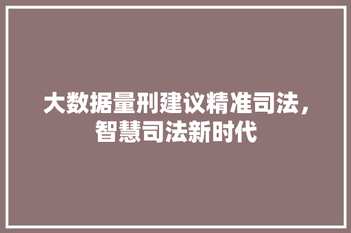 大数据量刑建议精准司法，智慧司法新时代