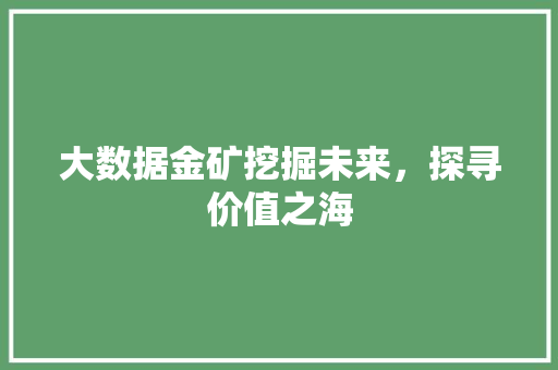 大数据金矿挖掘未来，探寻价值之海