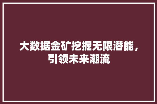 大数据金矿挖掘无限潜能，引领未来潮流