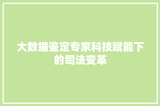 大数据鉴定专家科技赋能下的司法变革