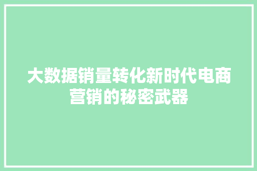 大数据销量转化新时代电商营销的秘密武器  第1张