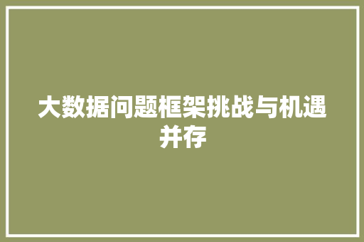 大数据问题框架挑战与机遇并存  第1张