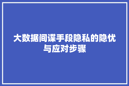 大数据间谍手段隐私的隐忧与应对步骤