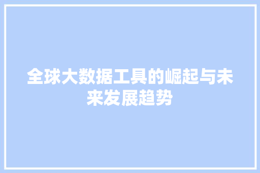 全球大数据工具的崛起与未来发展趋势  第1张