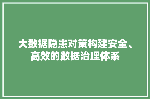 大数据隐患对策构建安全、高效的数据治理体系  第1张