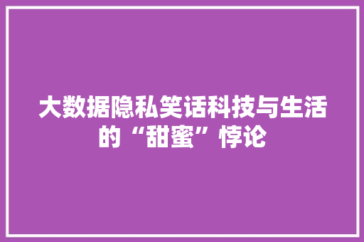 大数据隐私笑话科技与生活的“甜蜜”悖论  第1张