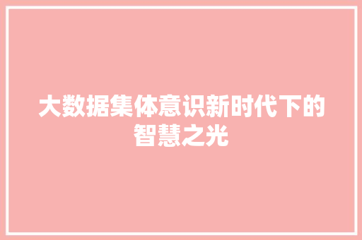 大数据集体意识新时代下的智慧之光