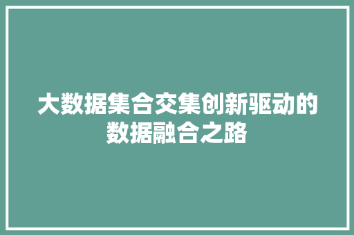 大数据集合交集创新驱动的数据融合之路