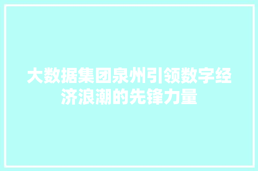大数据集团泉州引领数字经济浪潮的先锋力量  第1张