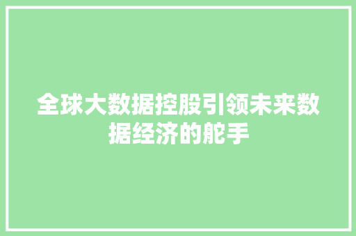 全球大数据控股引领未来数据经济的舵手  第1张