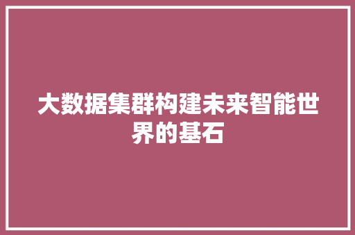 大数据集群构建未来智能世界的基石  第1张