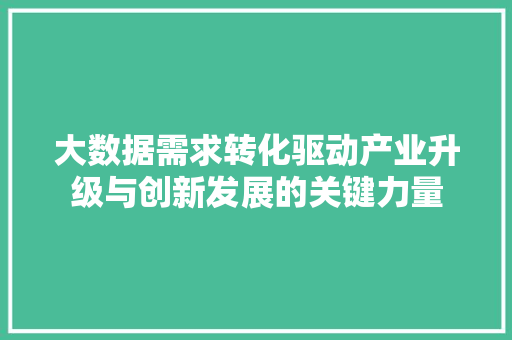 大数据需求转化驱动产业升级与创新发展的关键力量
