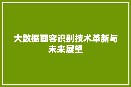 大数据面容识别技术革新与未来展望