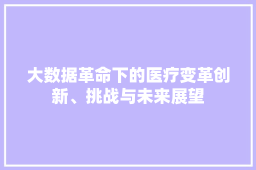 大数据革命下的医疗变革创新、挑战与未来展望  第1张