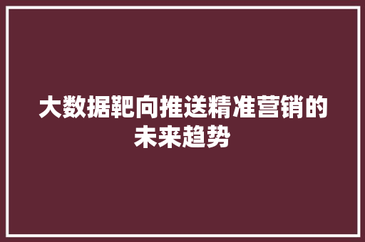 大数据靶向推送精准营销的未来趋势