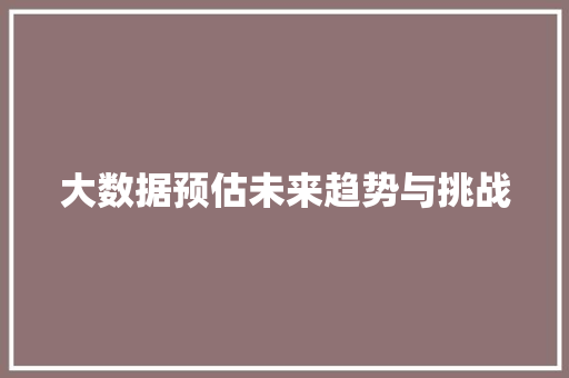 大数据预估未来趋势与挑战