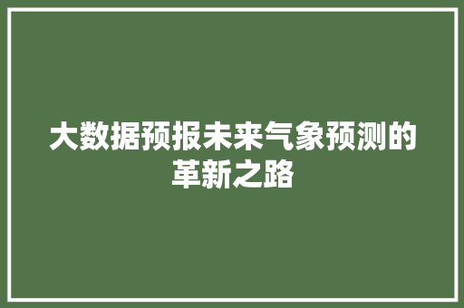 大数据预报未来气象预测的革新之路