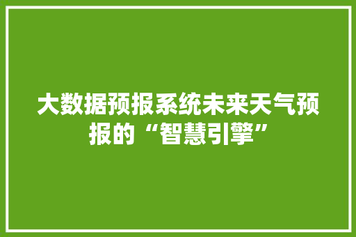 大数据预报系统未来天气预报的“智慧引擎”