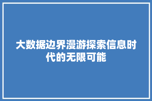 大数据边界漫游探索信息时代的无限可能