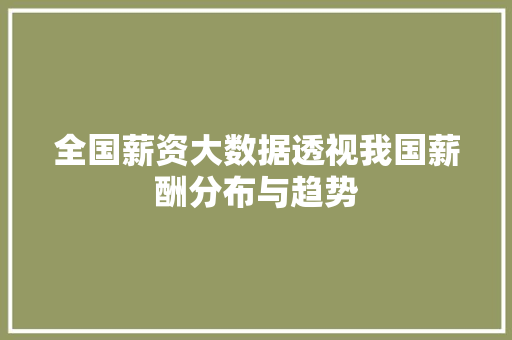 全国薪资大数据透视我国薪酬分布与趋势  第1张