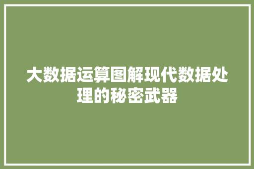 大数据运算图解现代数据处理的秘密武器  第1张