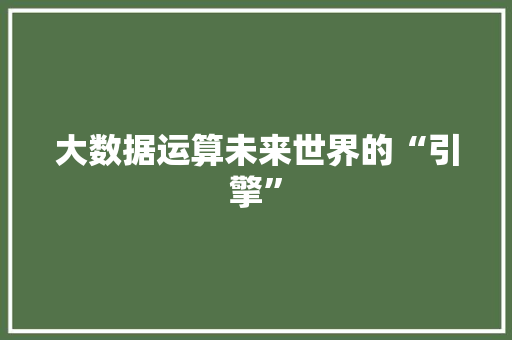 大数据运算未来世界的“引擎”  第1张